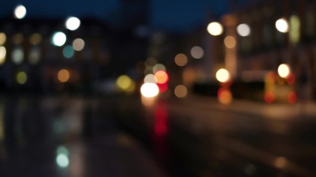 Blurred night traffic car and city lights abstract background