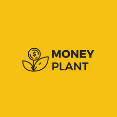 Money plant logo. Growth of investments and investments. Trust Fund logotype