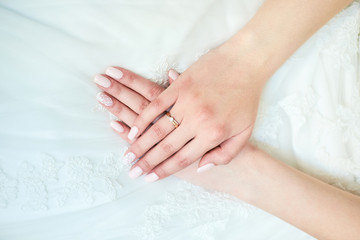 bride hands close up