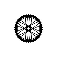 Fototapeta premium Bicycle wheel symbol,vector. Bike rubber. Mountain tyre. Valve. Fitness cycle.MTB. Mountainbike.