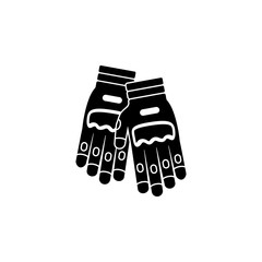 Motor sport biker military style gloves isolated icon