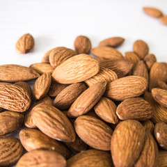 almonds on white table