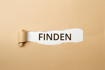 FINDEN Schriftzug - aufgerissenes Papier