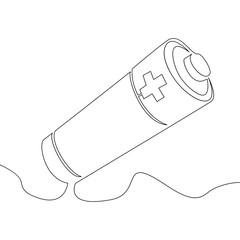 Continuous line drawing Battery icon outline