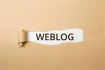 WEBLOG Schriftzug - aufgerissenes Papier