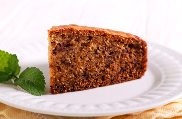 Slice of a banana cake