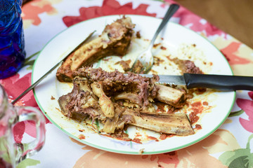 Eating beef ribs