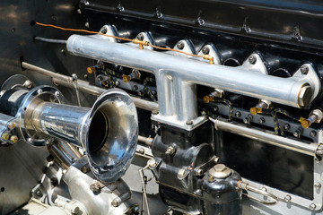 Old car engine interior - oldtimer automobile motor -