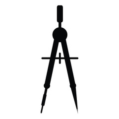 A black and white silhouette of drawing compass