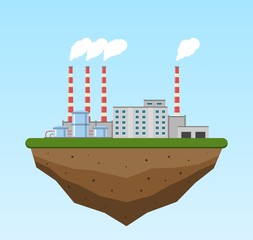 Obraz premium Industrial production building earth background. Factory in the flat style.