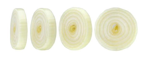 Sliced onion isolated on white background