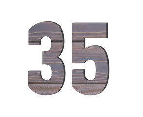 35 3d Number. Decorative brown wooden planks texture
