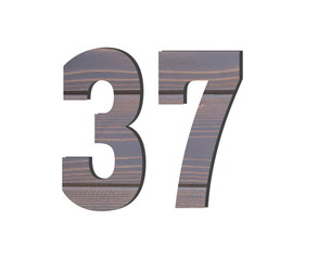 37 3d Number. Decorative brown wooden planks texture