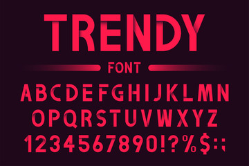 Fototapeta na wymiar Modern and trendy font. Geometric alphabet and numbers with stylized shadows