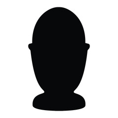A black and white silhouette of an egg and an eggcup