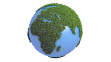 3d illustration of isolated planet with grass
