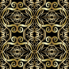 Gold embroidery arabesque seamless pattern.