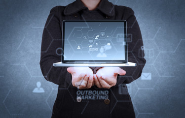 designer hand show cloud network sign