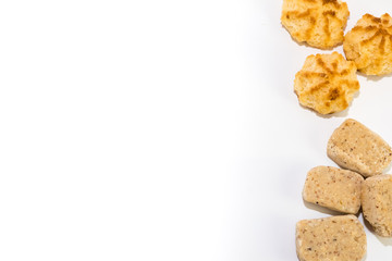 Polvorones typical spansih on white background