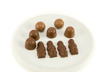 chocolate sweets on white background