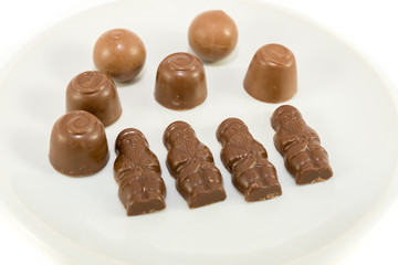 chocolate sweets on white background