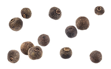 Black pepper. Allspice isolated on white background