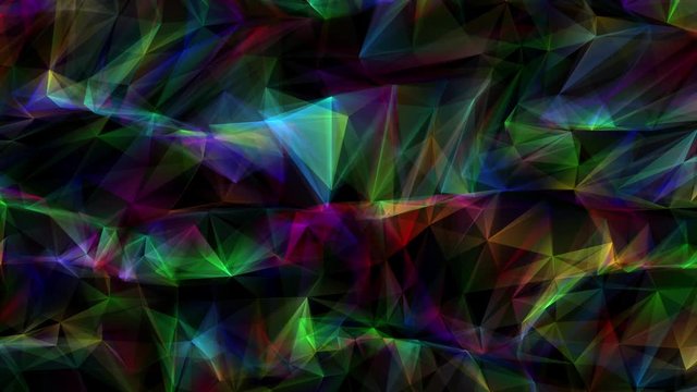 Abstract computer generated seamless loop geometrical motion from chaotic slow moving surface from triangles 4K abstract geometrical animation