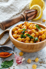 Bowl with spicy chickpeas.