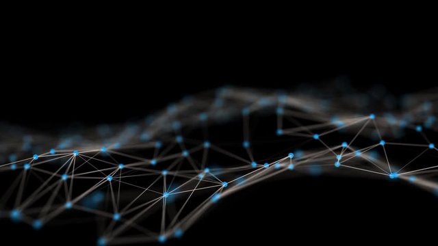 Abstract computer generated seamless loop geometrical motion from chaotic slow moving dots, lines and triangles 4K abstract geometrical animation