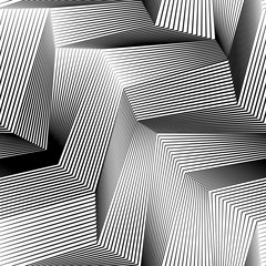Abstract vector seamless moire pattern with lines. Monochrome graphic black and white ornament. Striped geometric repeating texture. - obrazy, fototapety, plakaty