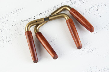 Vintage wooden brass door handle
