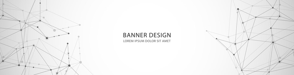Vector banner design, network connection with lines and dots