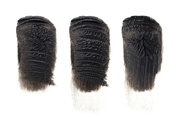 The texture of fingerprint smeared Shoe Polish isolated.