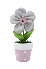 Gray artificial flower isolated on white