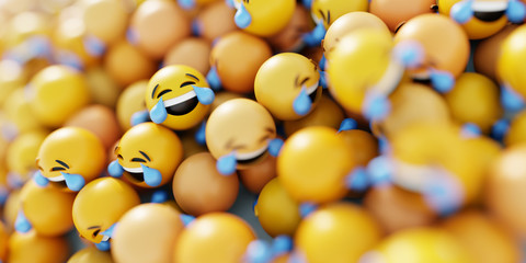 Infinite emoticons 3d rendering background, social media and communications concept