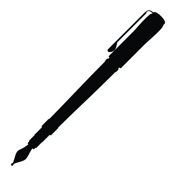 recommend clip art: A black and white silhouette of a fountain pen