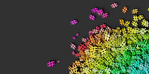 Infinite tags on a plane, original 3d rendering illustration.