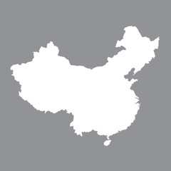 Blank map China. High quality map of  China on gray background. Stock vector. Vector illustration EPS10.