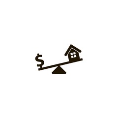 Dollar and house scales icon. flat design