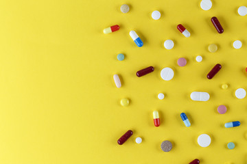 tablets scattered place for text