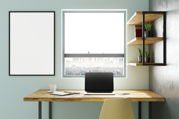 Interior with workplace and poster