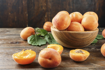 Ripe apricots in a plate. Fresh fruits.