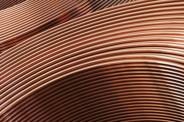 Fototapeta premium Bent copper pipes close-up. 3D Illustration 