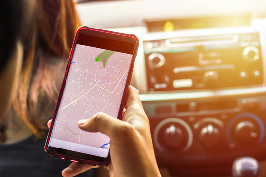 Hand use maps on smartphones to find the right place to go. Maps in mobile makes it easy to find places quickly and easily.