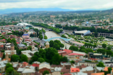 Fototapeta na wymiar Miniature viwe of Tbilisi, Georgia