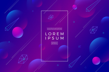 Abstract vector background with spheres, dynamic shapes and lines. Vector illustration.