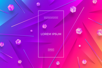 Abstract vector multicolored background with cubes and lines. Vector illustration. Multipurpose design can be used as cover, poster, flyer or web page background.