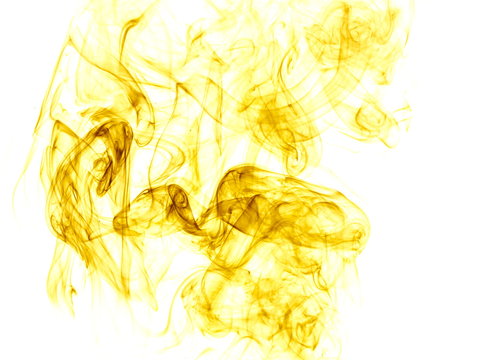 Yellow smoke on white background