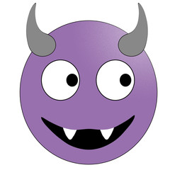 Smiling face with horns. Purple devil emoticon.