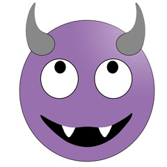 Smiling face with horns. Purple devil emoticon.